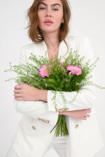 Zweireihiger Blazer aus Viskose-Mix in Bianco