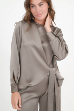 Bluse mit Schleifen-Detail in Taupe