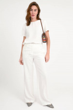 Wide-Leg Hose aus Viskose in Bianco