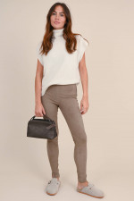 Veloursleder Legging in Taupe