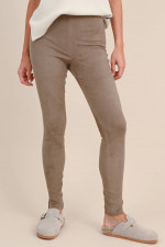 Veloursleder Legging in Taupe