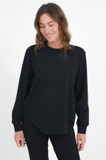 Langarmshirt aus Viskose-Mix in Schwarz