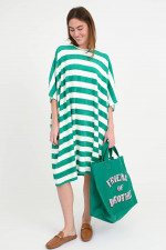 Kleid/Überwurf SALINA in Grün/Weiß gestreift