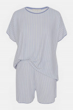 Gestreiftes Loungwear-Set in Hellblau/Weiß