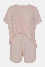 Gestreiftes Loungewear-Set in Rosa/Creme