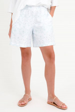 Shorts mit Stickerei in Weiß/Mint