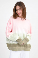 Oversize-Sweatshirt MOA im Batik-Look in Rosa/Grün