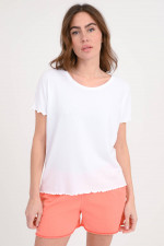 Shirt ADELA mit Rüschensaum in Weiß