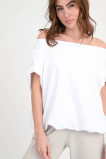 T-Shirt SONA mit U-Boot-Ausschnitt in Weiß