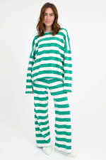 Frottee-Shirt GALENA in Grün/Weiß gestreift