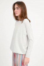Pailletten-Shirt MELINA mit Elastikbund in Silber