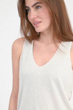 Glitzer-Top LUA mit V-Neck in Silber