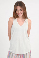 Glitzer-Top LUA mit V-Neck in Silber