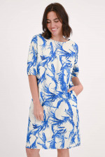 Kleid GINA mit Allover-Print Beige/Blau