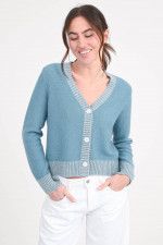 Strickweste ELGA aus Cashmere-Seiden-Mix in Petrol