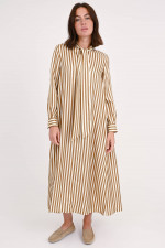 Seidenkleid FAESITE in Creme/Braungold gestreift