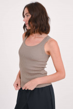 Strick-Ripp-Top SIRO in Taupe