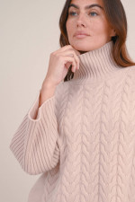 Zopfstrick Pullover aus Cashmere in Rosé