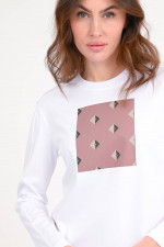 Langarm-Shirt mit Print in Weiß