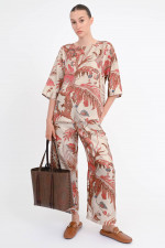 Seiden-Bluse FILIPPO in Beige/Rost