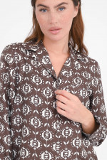 Gemusterte Seidenbluse CAMICIA in Braun/Weiß