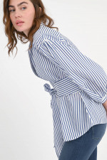 Asymmetrische Bluse CECI in Blau/Weiß gestreift