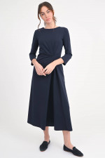 Jersey-Kleid mit Faltendetails in Navy