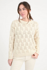 Lochstickerei-Pullover in Ecru