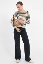 Pullover SICILIA in Beige/Schwarz gestreift