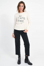 Langarm Shirt mit Stickerei in Ecru