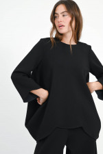 Asymmetrisches Langarm-Oberteil in Schwarz