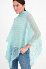 Cashmere Poncho in Türkisblau
