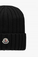 Wollmütze mit Logo in Schwarz