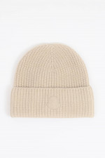 Cashmere Mütze mit Logo in Creme
