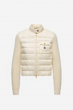 Hybrid Strickjacke mit Dauneneinsatz in Creme