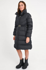 Daunenmantel BROU mit Gürtel in Schwarz