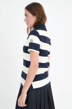 Gestreiftes Poloshirt in Navy/Creme