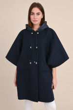 Cape mit zweireihiger Druckknopfleiste in Navy