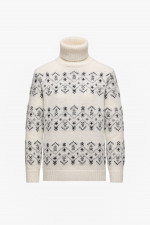 Norweger-Pullover mit Strasssteinen in Weiß/Grau
