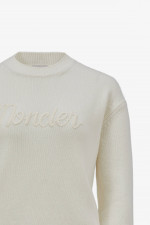 Pullover mit gesticktem Logo in Creme