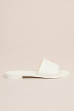 Slipper mit Ton-in-Ton-Logo in Natur