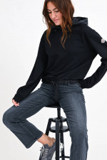 Sweater mit abnehmbarer Kapuze in Schwarz