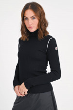 Rollkragenpullover mit Kontrastfarbe Schwarz/Weiß