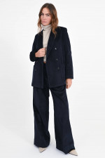 Cord-Blazer mit aufgesetzten Taschen in Navy