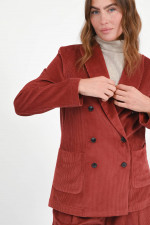 Cord-Blazer mit aufgesetzten Taschen in Ziegelrot