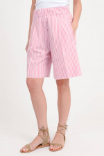 Gestreifte Baumwoll-Shorts in Rosa/Weiß