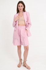 Gestreifte Baumwoll-Shorts in Rosa/Weiß