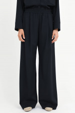 Wide-Leg Hose aus Schurwolle in Navy