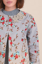 Cordjacke mit Blumen-Print in Grau