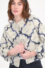 Strukturierte Jacke in Natur/Blau